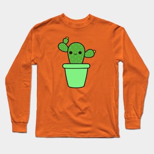 Cute cactus in green pot Long Sleeve T-Shirt